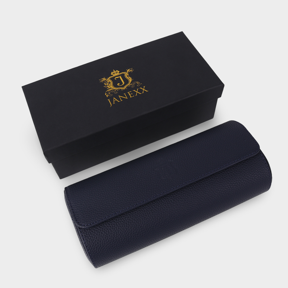 Janexx Premium Leder-Uhrenetui für 3 Uhren - Königsblau