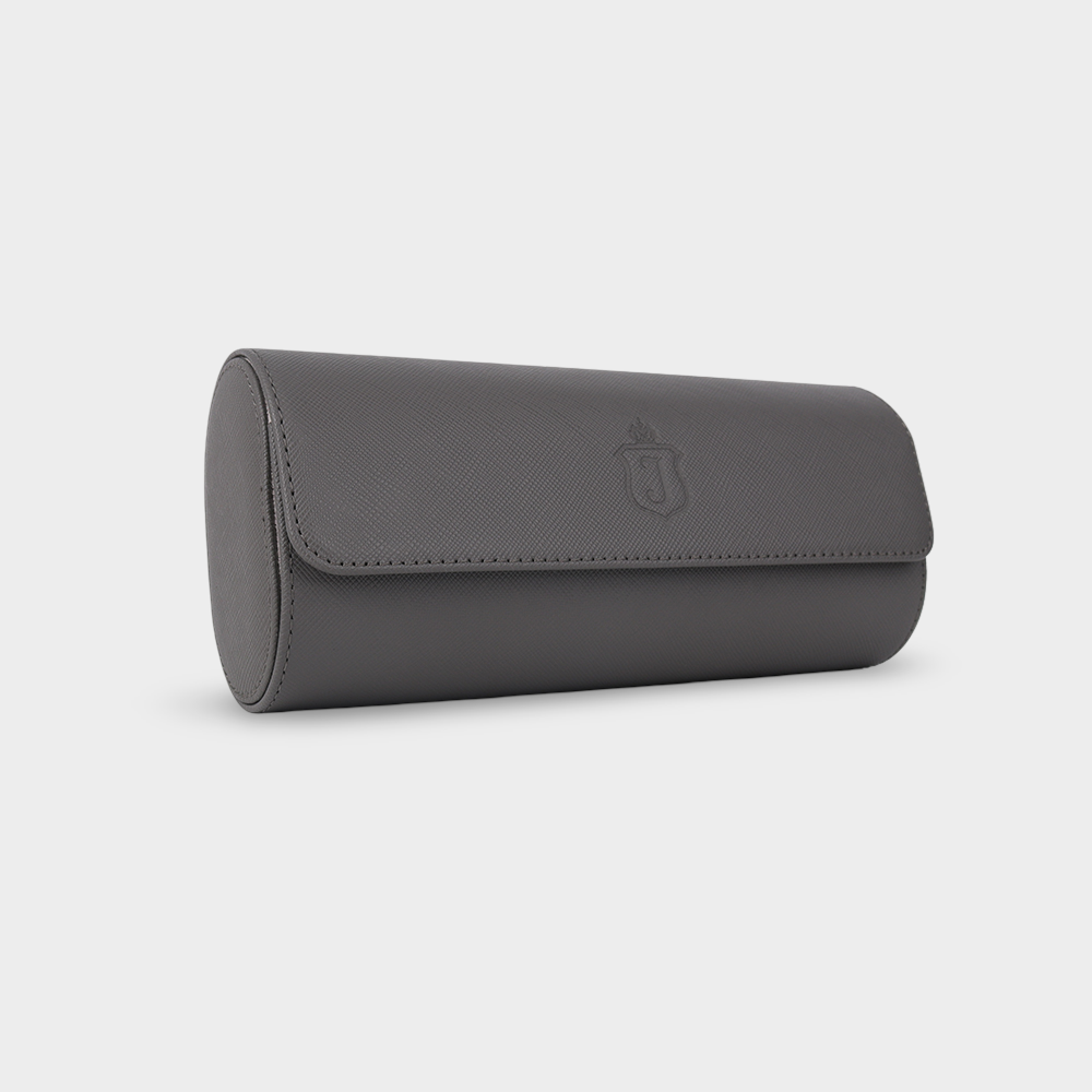 Janexx Premium Leder-Uhrenetui für 3 Uhren - Lichtgrau