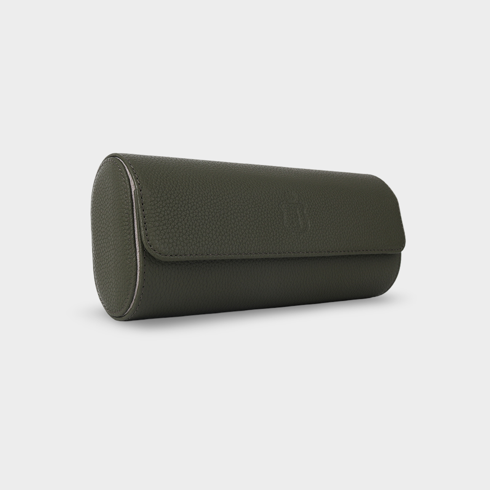 Janexx Premium Leder-Uhrenetui für 3 Uhren - Olivgrün