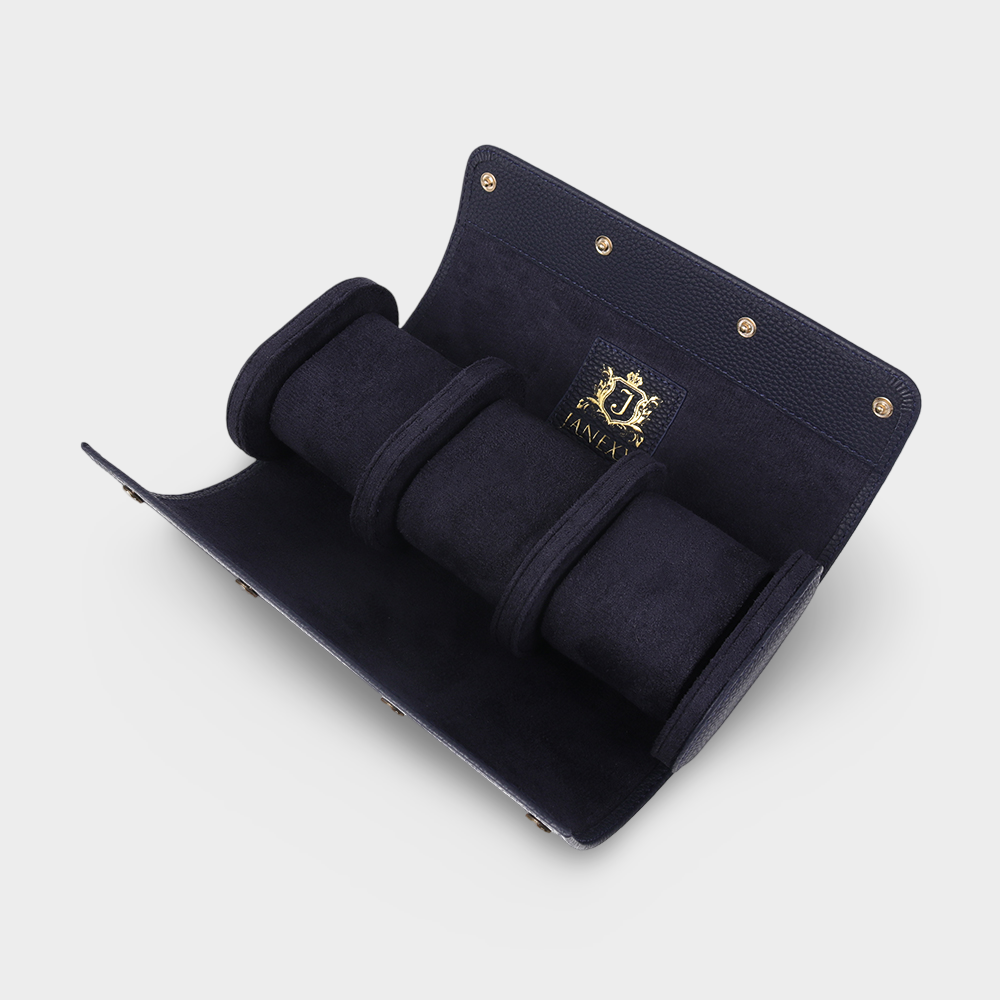 Janexx Premium Leder-Uhrenetui für 3 Uhren - Königsblau