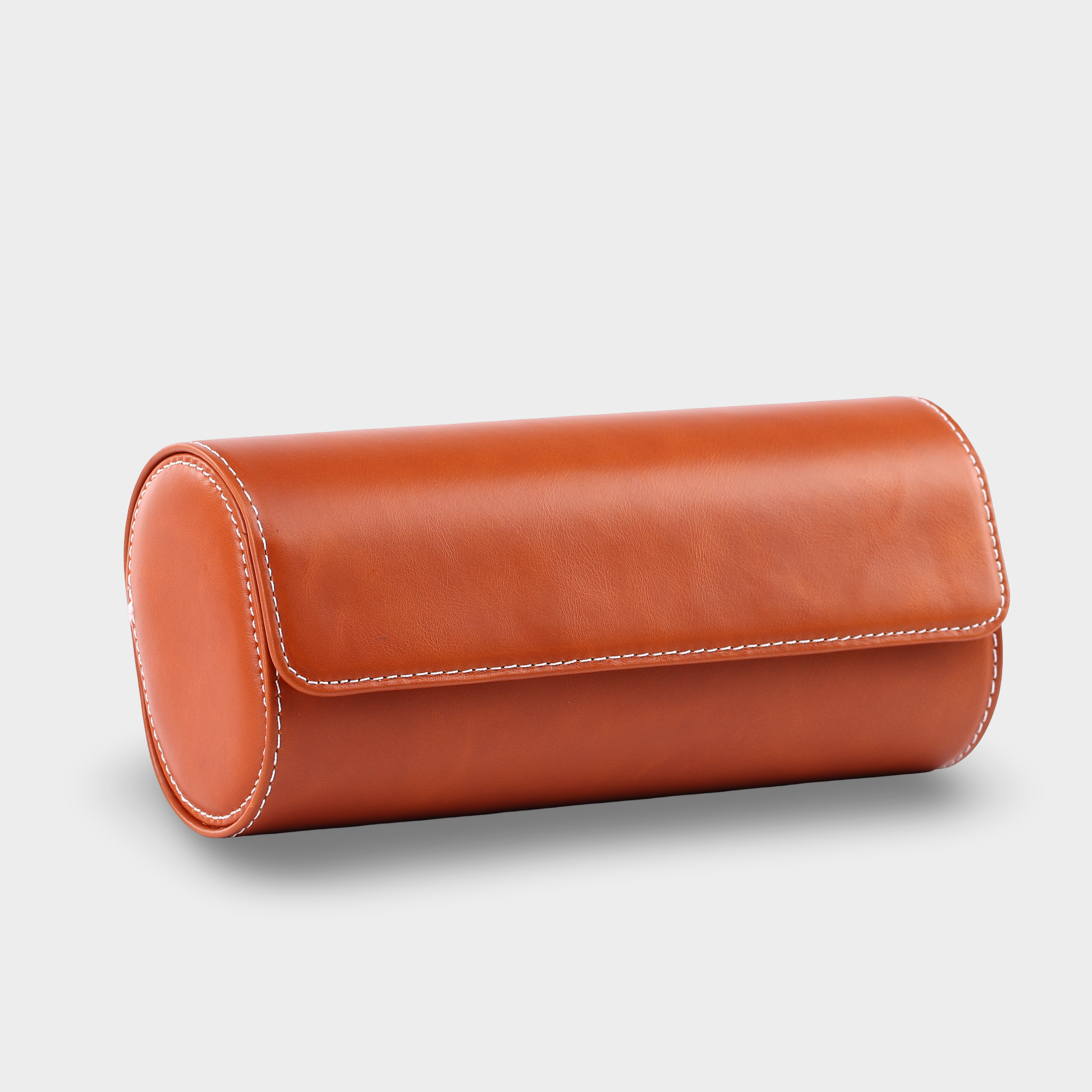 Janexx Premium Leder-Uhrenetui für 3 Uhren - Cognac Braun