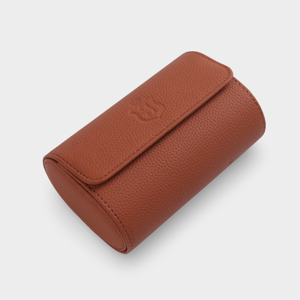 Janexx Premium Leder-Uhrenetui für 2 Uhren - Cognac Braun