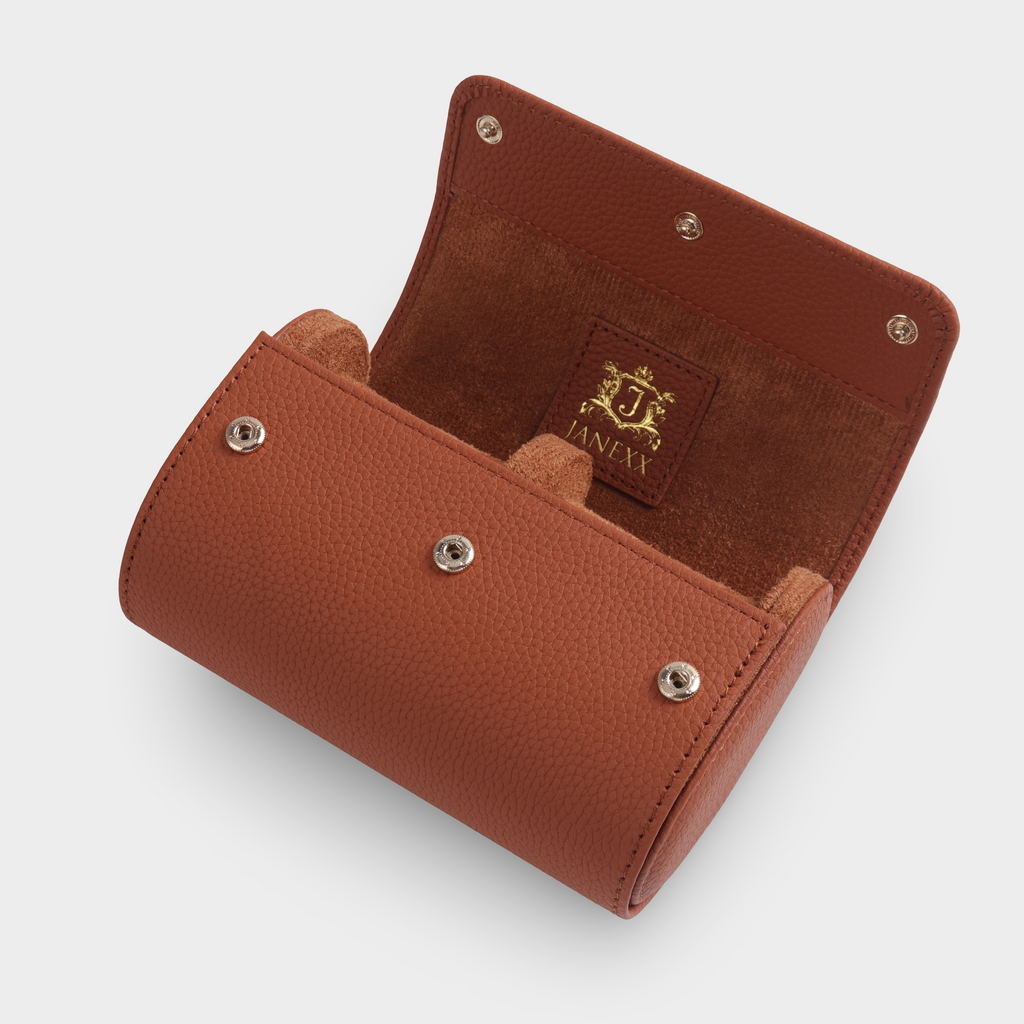 Janexx Premium Leder-Uhrenetui für 2 Uhren - Cognac Braun