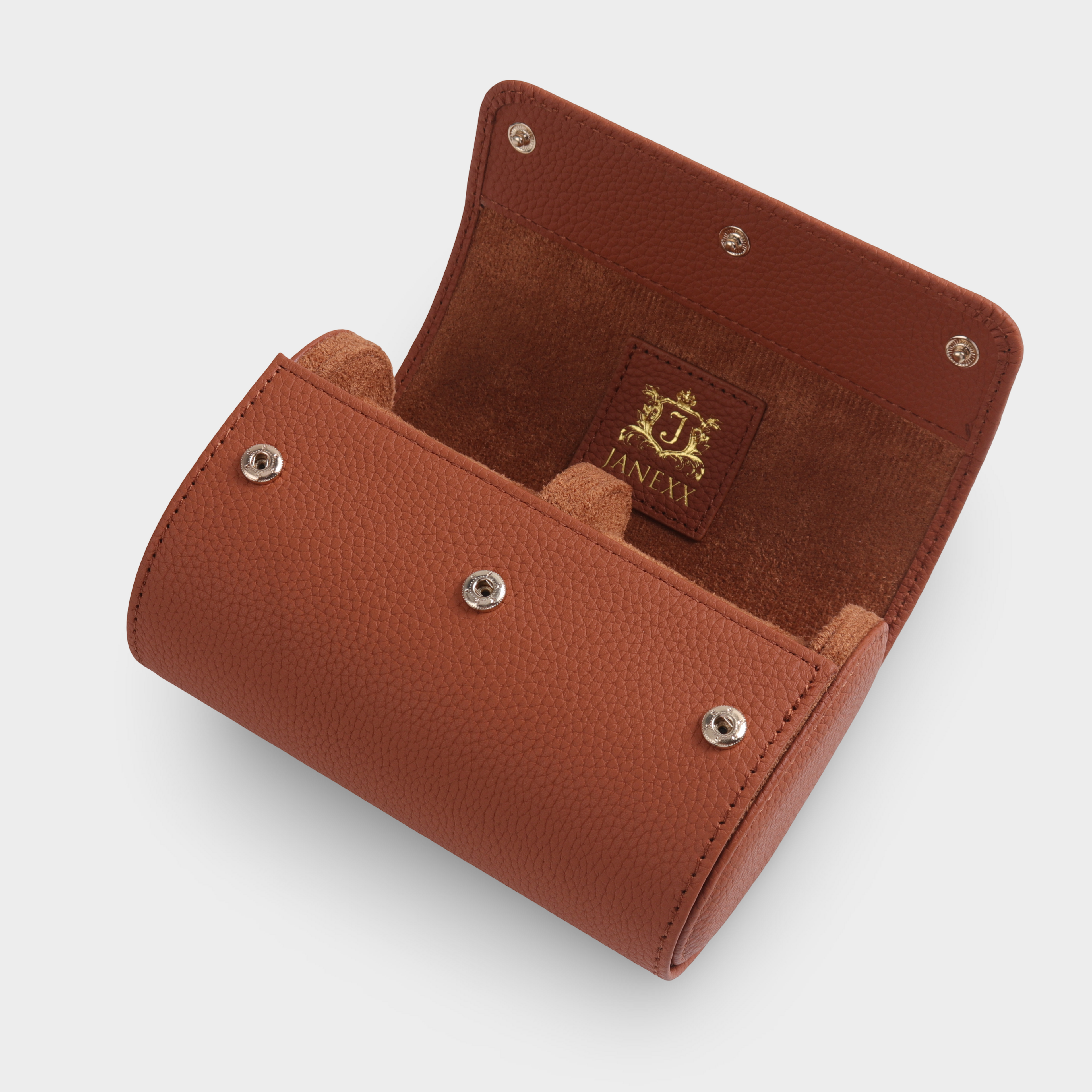 Janexx Premium Leder-Uhrenetui für 2 Uhren - Cognac Braun