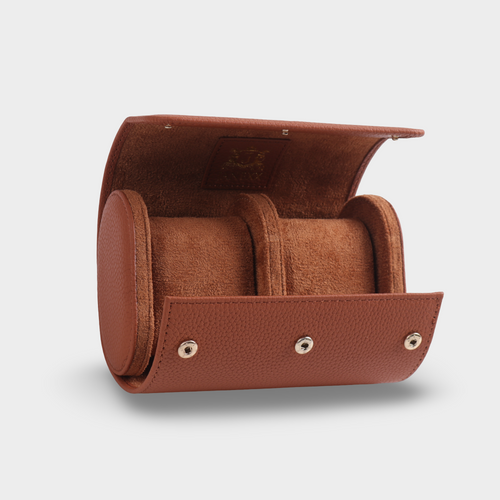 Janexx Premium Leder-Uhrenetui für 2 Uhren - Cognac Braun