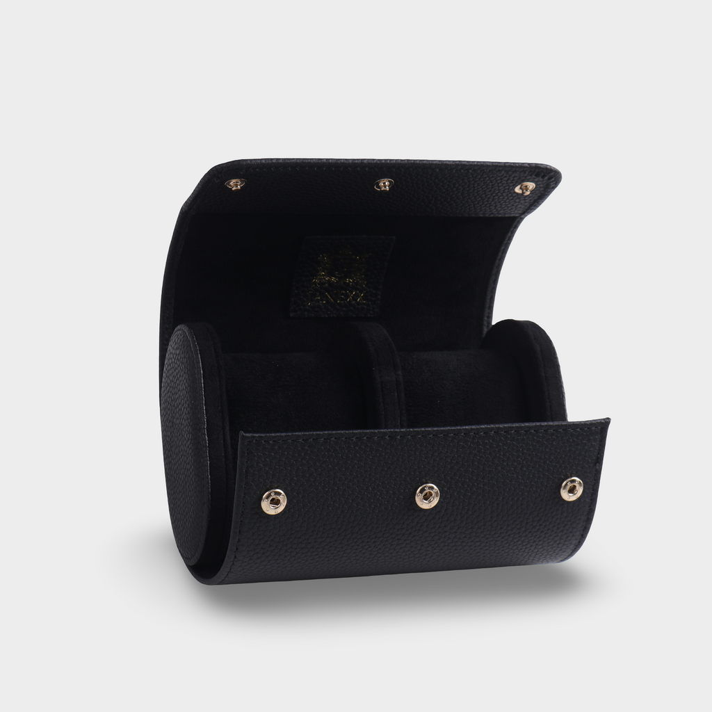 Janexx Premium Leder-Uhrenetui für 2 Uhren - Phantomschwarz
