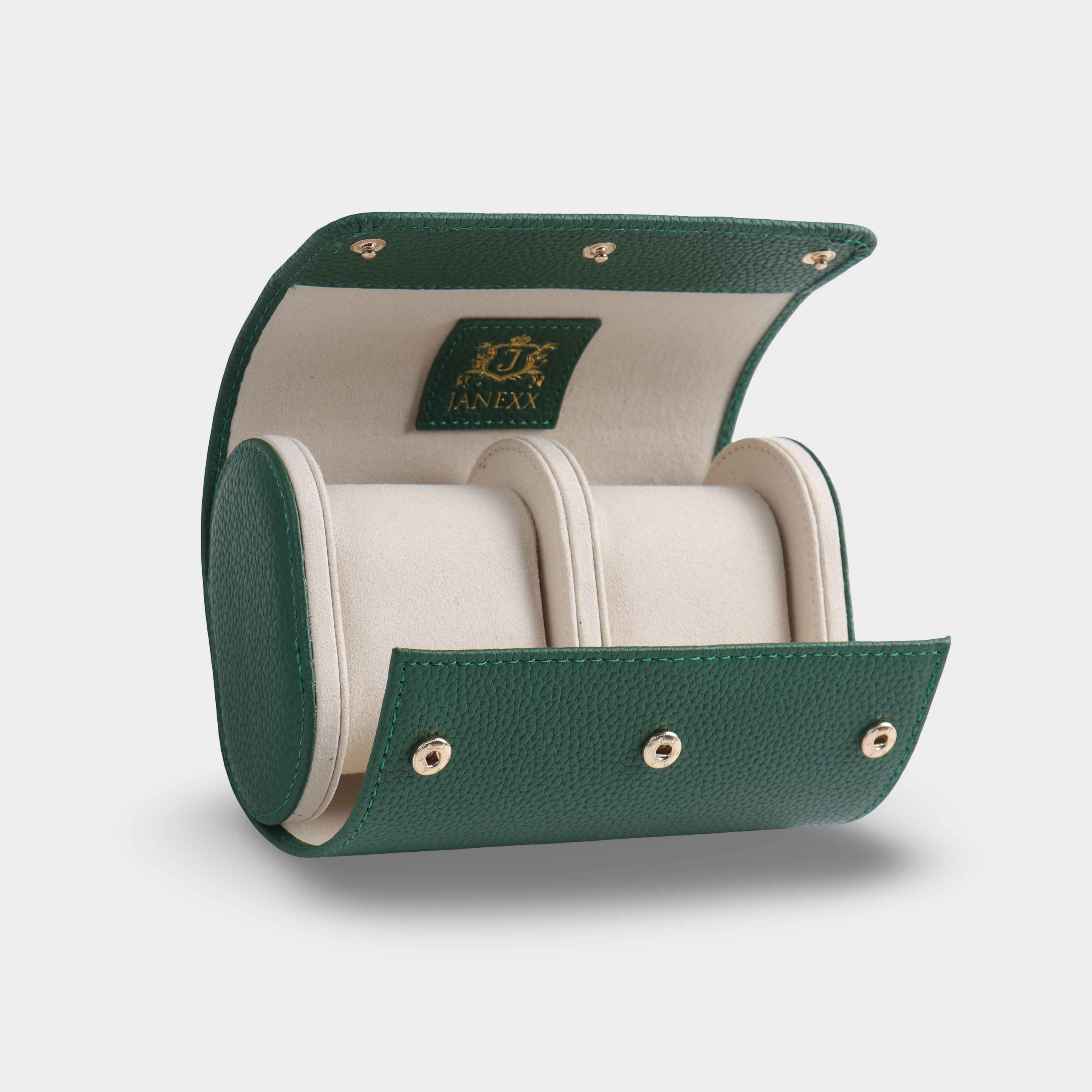Janexx Premium Leder-Uhrenetui für 2 Uhren - Waldgrün