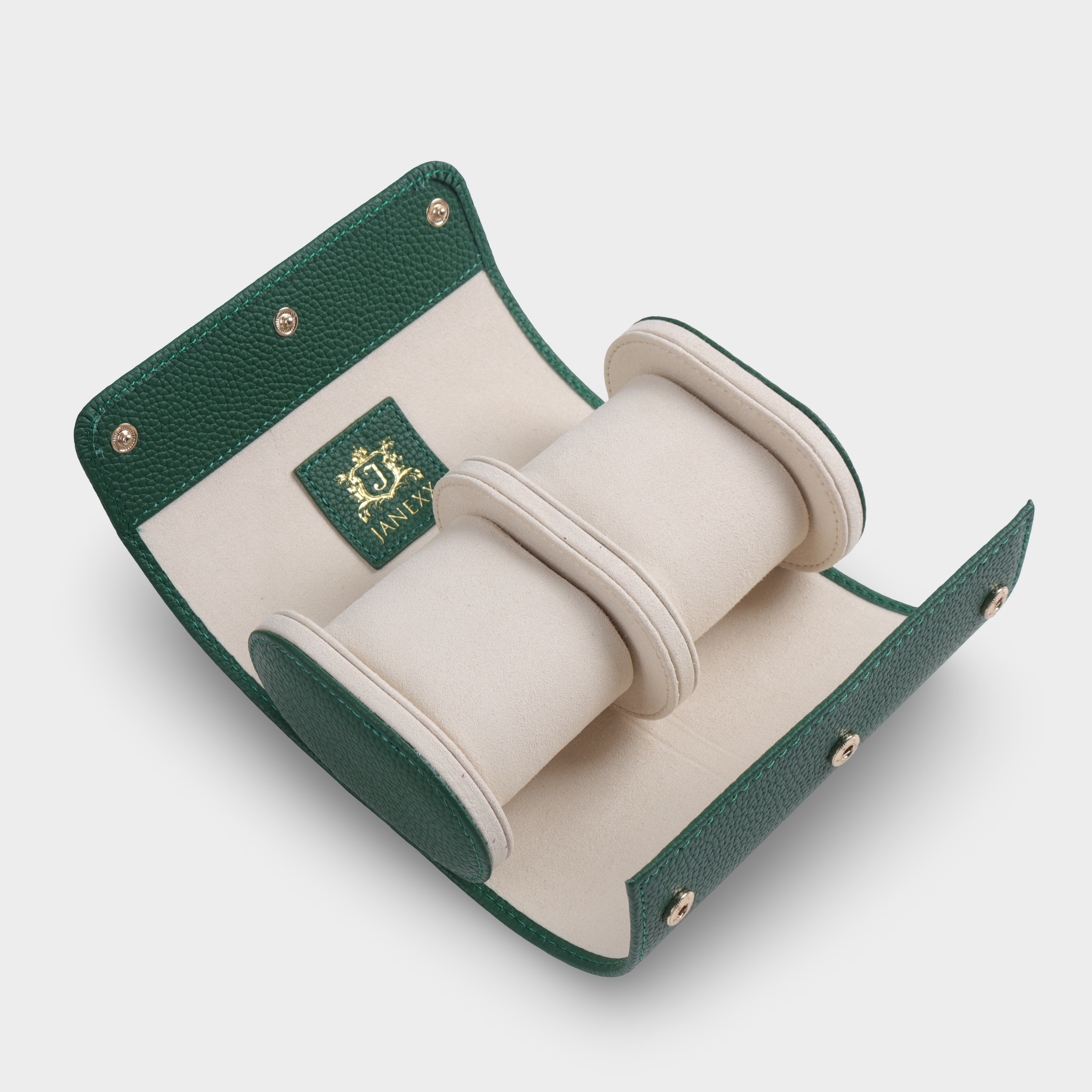 Janexx Premium Leder-Uhrenetui für 2 Uhren - Waldgrün