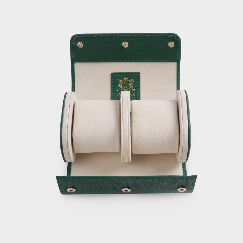 Janexx Premium Leder-Uhrenetui für 2 Uhren - Waldgrün