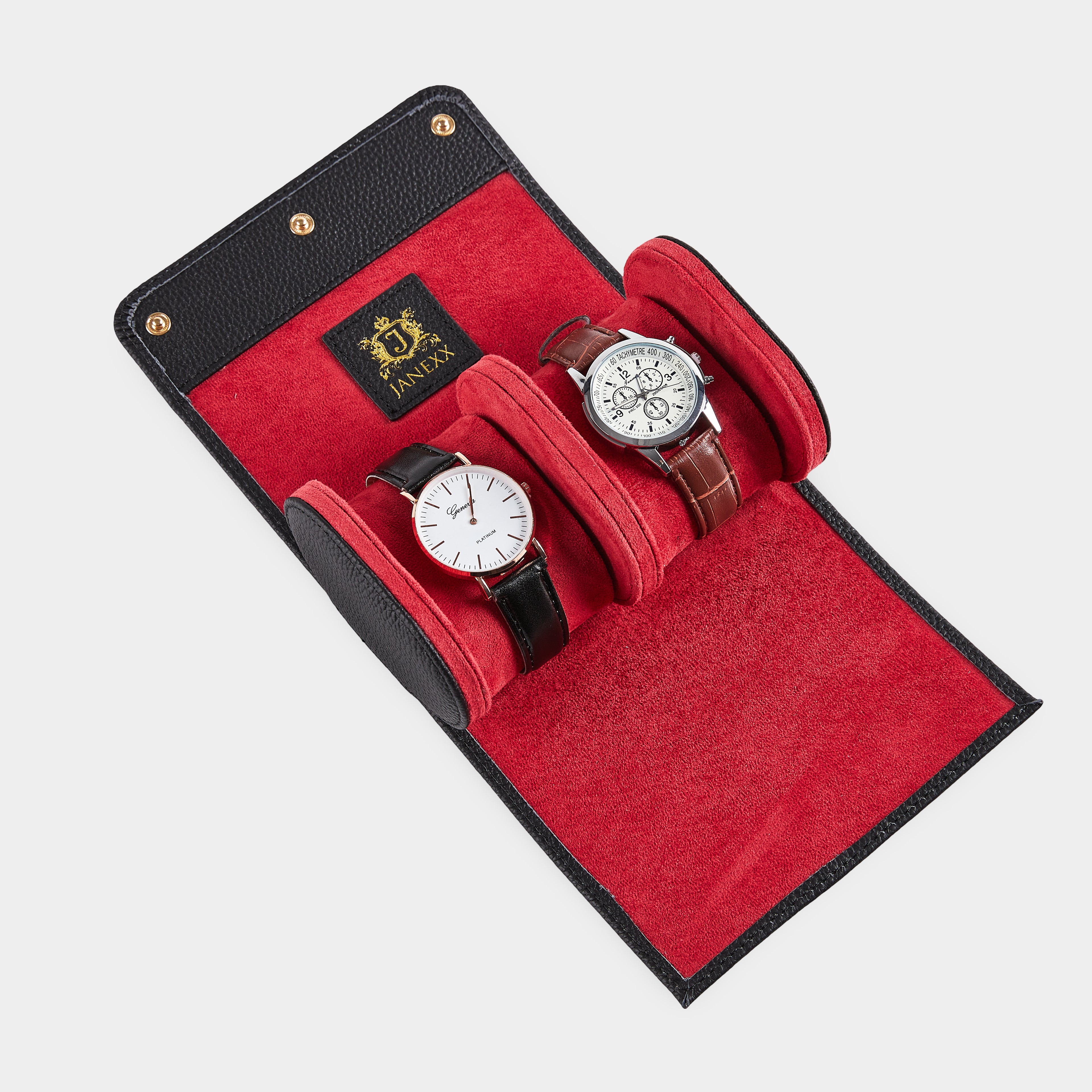 Janexx Leder Uhrenetui für 2 Uhren – Feuerteufel
Janexx Uhrenrolle aus Leder – Premium Qualität
Innenpolster Uhrenetui – sicherer Schutz für Armbanduhren