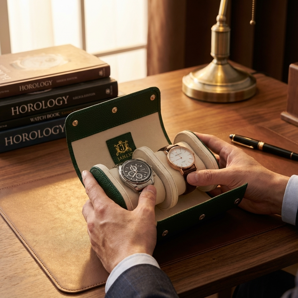 Janexx Leder Uhrenetui für 3 Uhren – 
Janexx Uhrenrolle aus Leder – Premium Qualität
Innenpolster Uhrenetui – sicherer Schutz für Armbanduhren